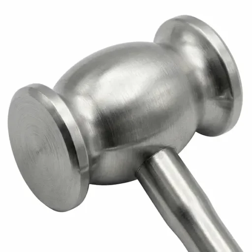 Close-up top view of COLLIN MALLET Premium German Stainless Steel surgical hammer head