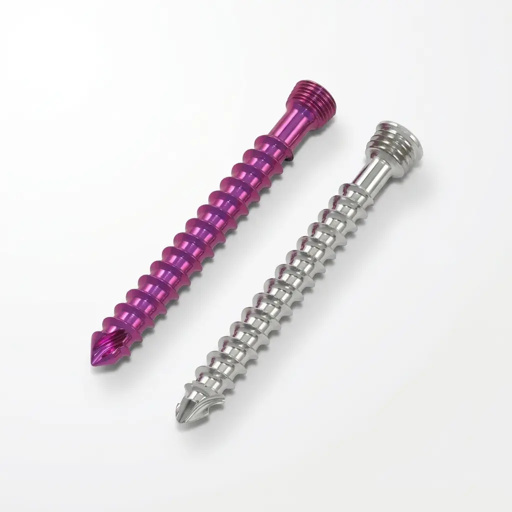 Cancellous locking head screws in different sizes and colors