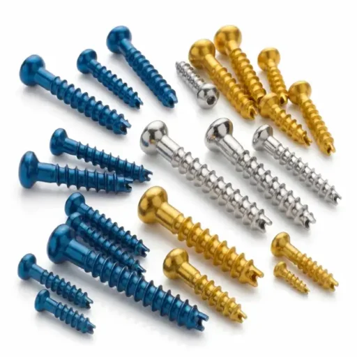 Cannulated Cancellous Screw Fully Threaded two piece set in multiple colors showing stainless steel and titanium options