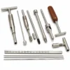 Close-up view of individual DHS dental instruments showing precision craftsmanship and German steel quality.