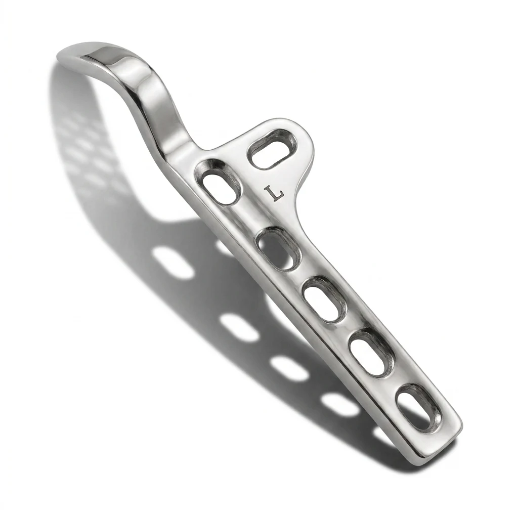 Clavicle Hook Plate in stainless steel finish – orthopedic implant for lateral clavicle fracture and AC joint fixation
