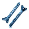 Two blue-colored Condylar Buttress Locking Plates arranged diagonally in opposite directions