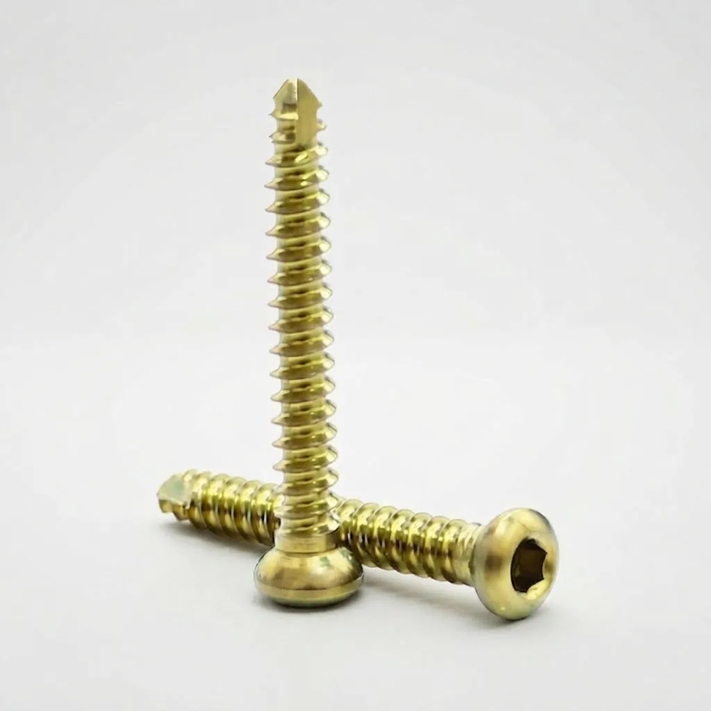 Cortical Screw Self Tapping in stainless steel and titanium, sizes 1.5 mm to 4.5 mm, for orthopedic bone fixation