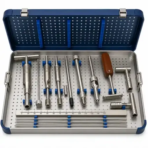 Complete DHS Instrument Set with premium German steel surgical tools arranged together