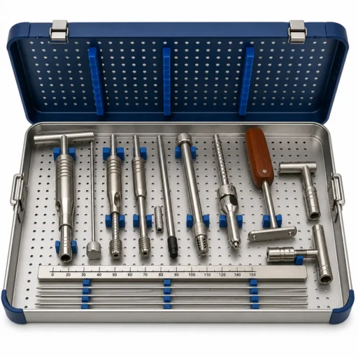 Complete DHS Instrument Set with premium German steel surgical tools arranged together