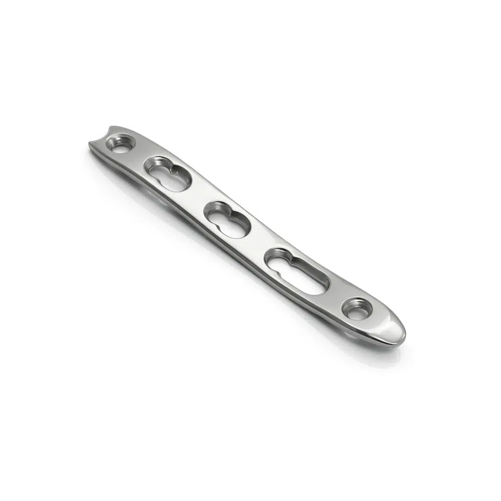 Distal Radius Locking Plate Straight for wrist fracture fixation, available in stainless steel and titanium