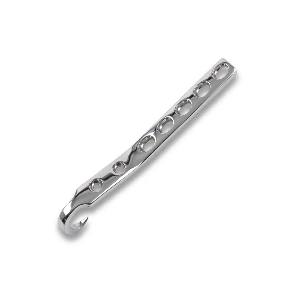 Hock plate orthopedic bone plate in stainless steel and titanium