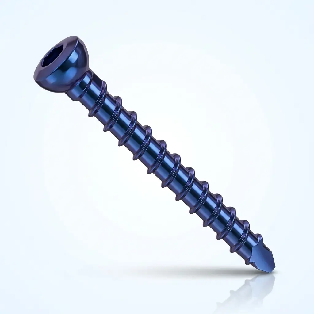 Blue Interlocking Bolt with a rounded hex-socket head and threaded shaft