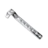 L-shaped stainless steel bone plate with angled head and hole pattern