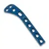 Blue anodized lateral tibial hockey plate, left and right, multiple hole options