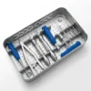 Orthopedic Screwdriver Set instrument tray with handles, forceps, drill bits and coupling instruments secured in grey holders