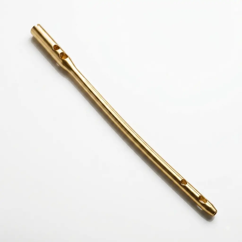 Gold-coloured Proximal Femur Long Nail with visible openings near both ends.
