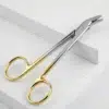 Close-up of angled serrated jaws on tungsten carbide wire cutting scissors