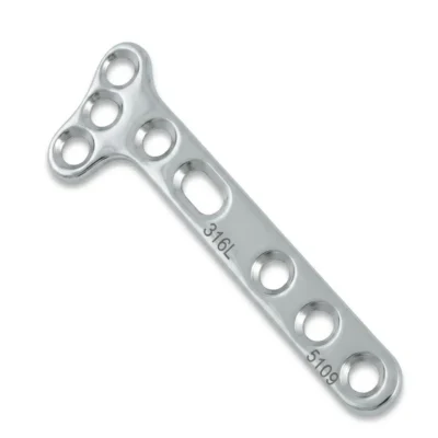 Small T Oblique Plate in stainless steel with angled T-shaped head