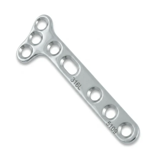 Small T Oblique Plate in stainless steel with angled T-shaped head