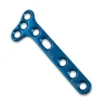Small T Oblique Plate in blue titanium finish with angled T-shaped head