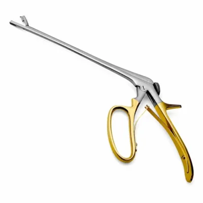 Full view of Tischler-Morgan Biopsy Punch Forceps with gold-colored handle