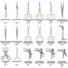 Surgical Minor Set with stainless steel gynecology instruments arranged for minor surgical procedures