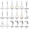 37-piece minor surgical instrument set showing dissecting forceps, Mayo scissors, retractors, and speculums in detailed view